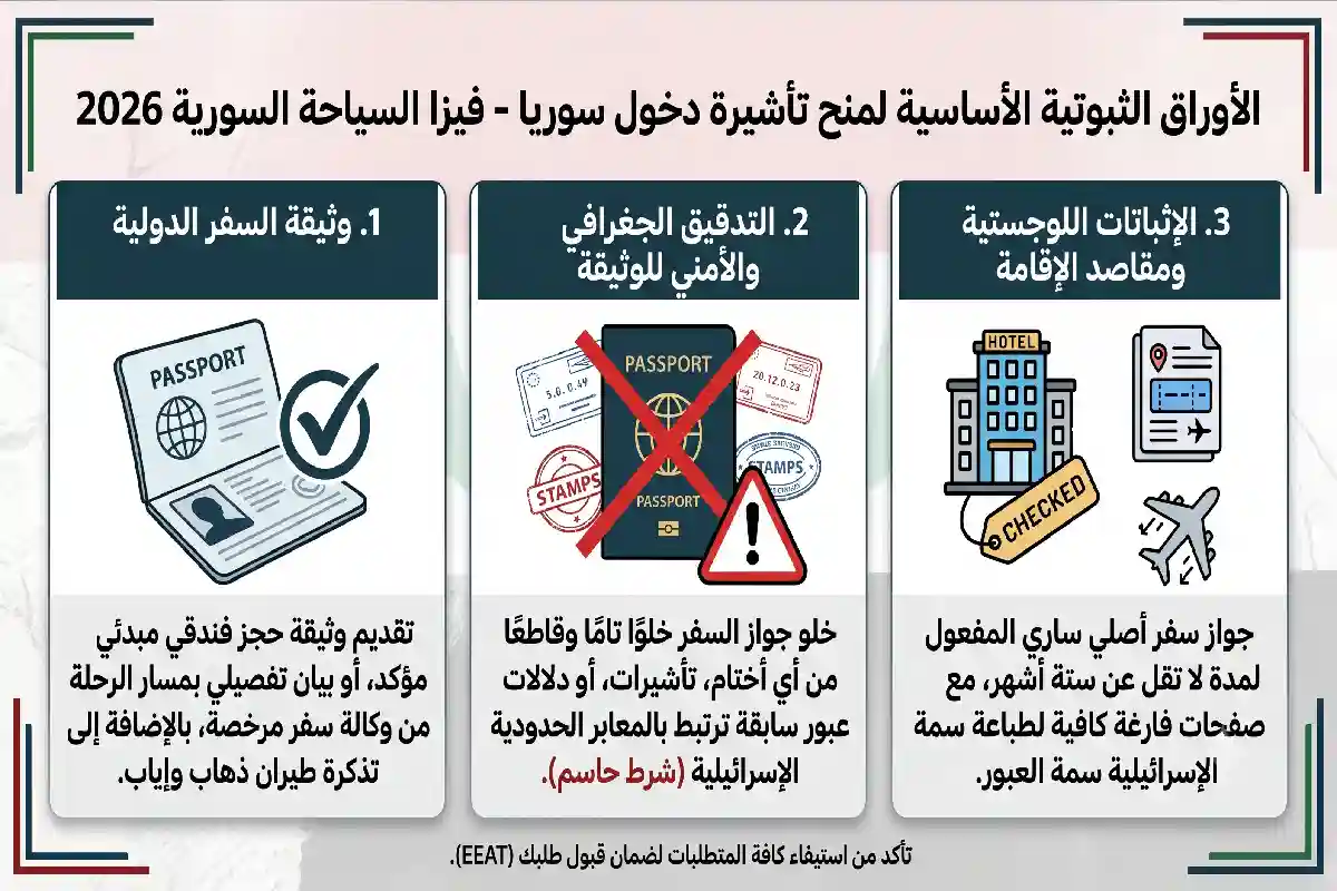 الأوراق الثبوتية الأساسية تأشيرة السياحة السورية