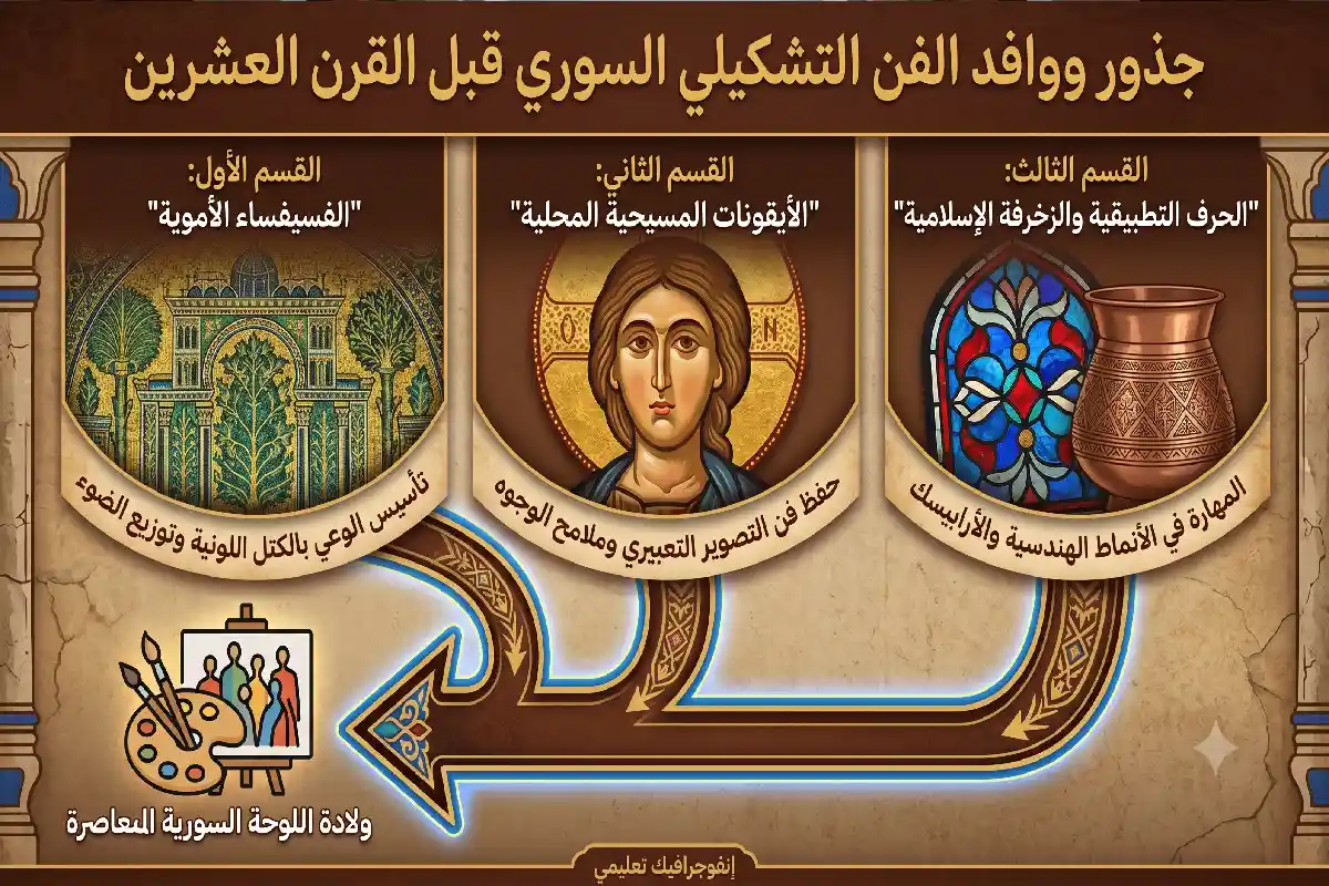 البدايات قبل القرن العشرين: اندماج الفن التشكيلي السوري في نسيج الحياة