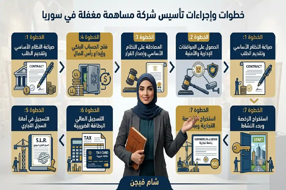 دليلك الشامل: تأسيس شركة مساهمة مغفلة في سوريا 2026 خطوات وإجراءات تأسيس شركة مساهمة مغفلة
