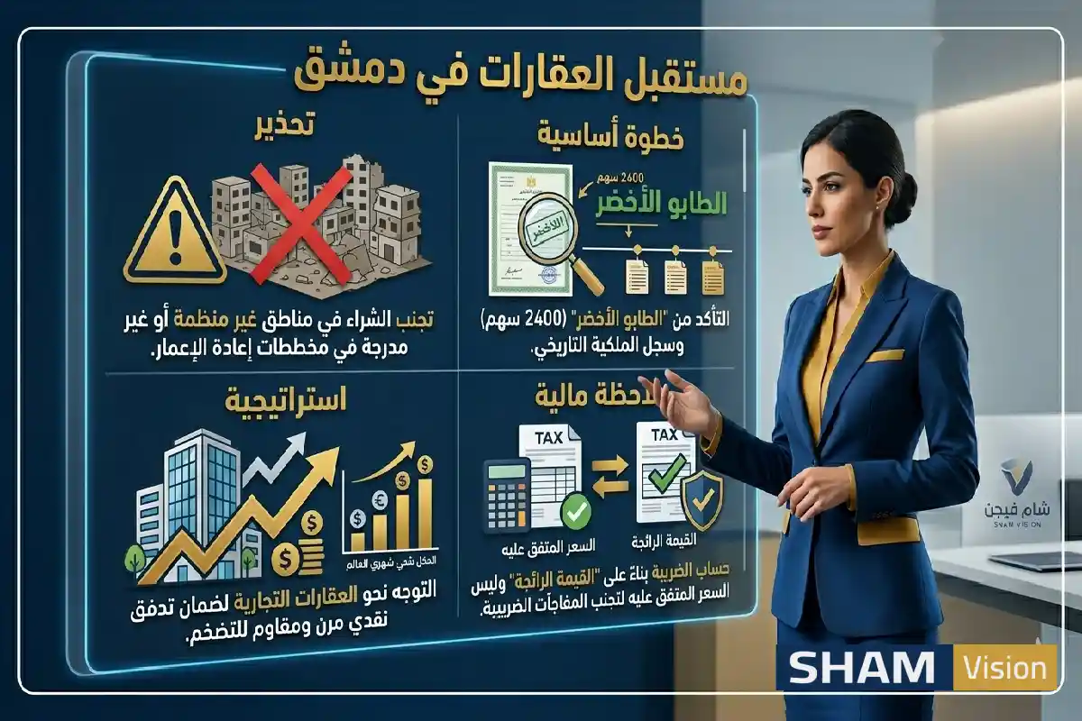 كيف يبدو مستقبل العقارات في دمشق 2026؟ توقعات وأسعار دليل المستثمر العقاري الذكي في سوريا 2026