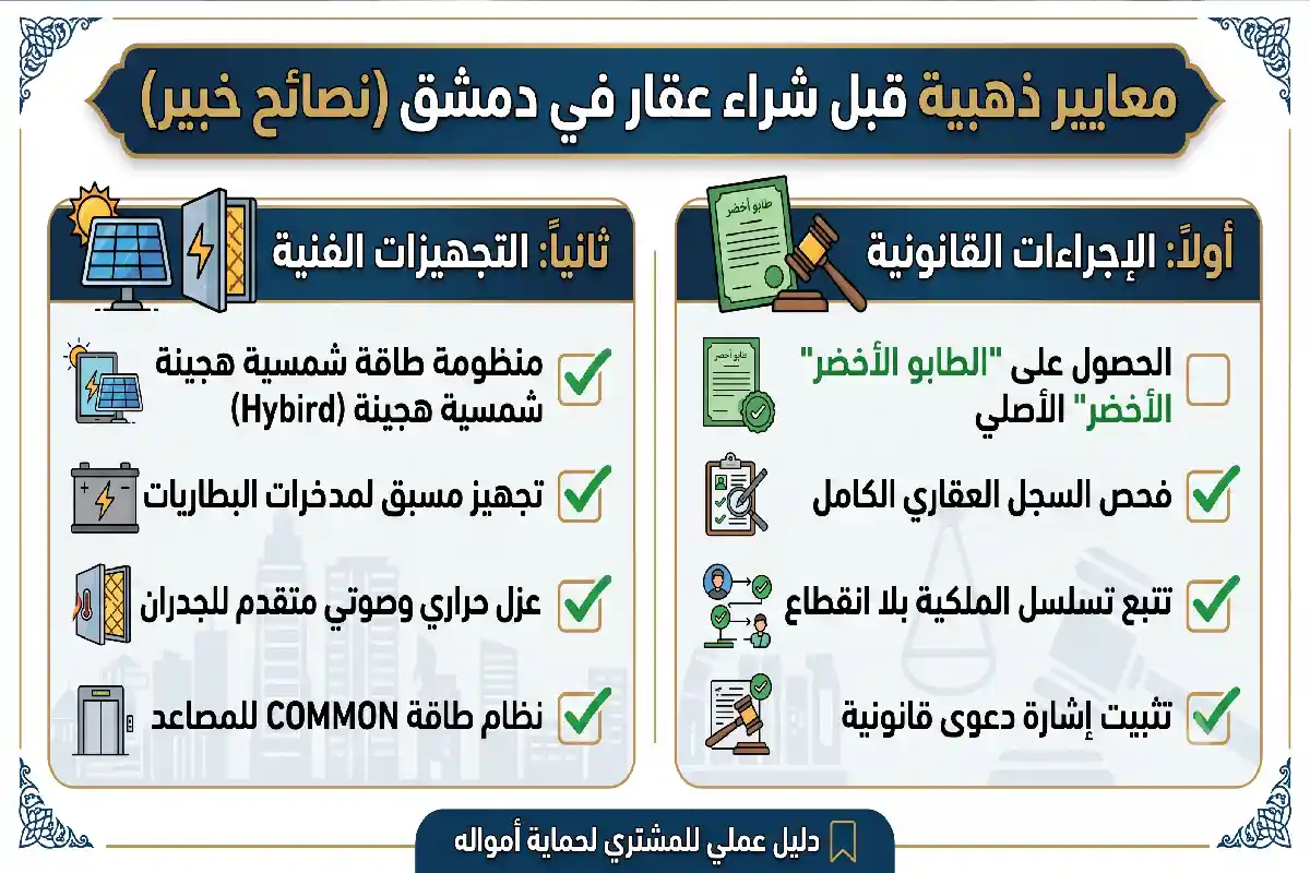 أسعار العقارات في دمشق 2026: دليل الشراء والاستثمار معايير ذهبية قبل شراء عقار في دمشق