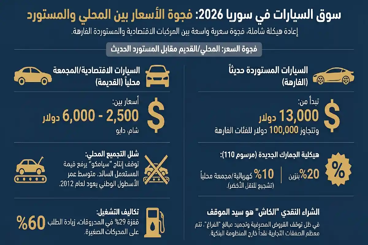 مقارنة أسعار السيارات في سوريا 2026: أيهما الأنسب لك؟ مقارنة أسعار السيارات الجديدة في سوريا 2026